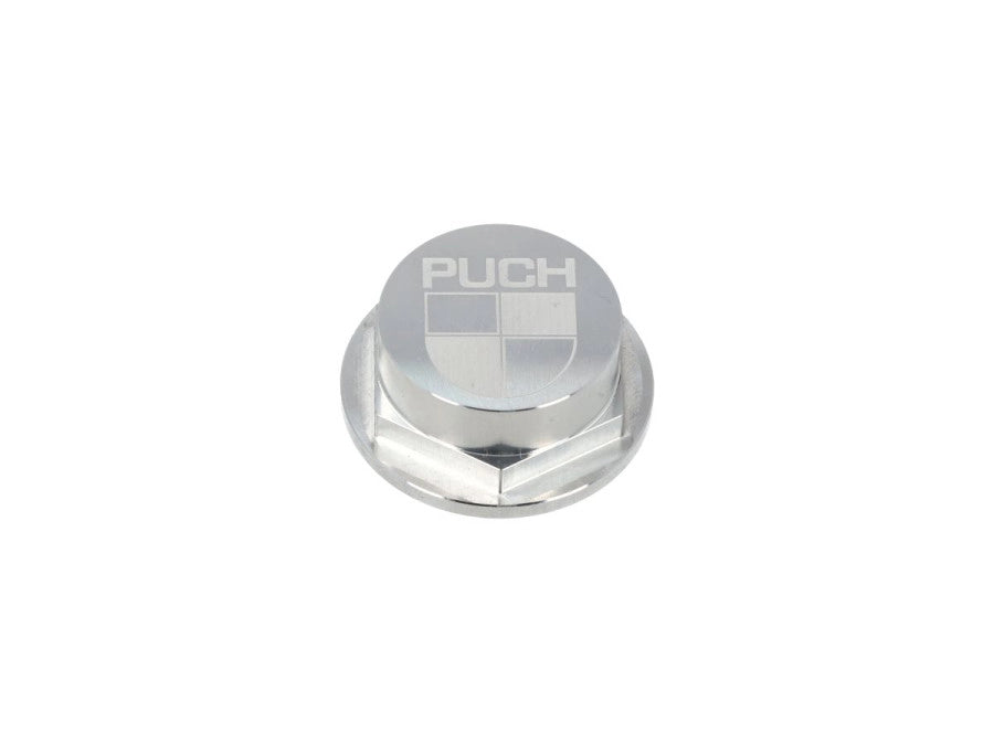 Lenkkopfmutter 26mm Puch CLAW Aluminium Silber mit Logo