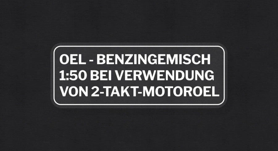Benzingemisch Aufkleber Deutsch Weiß transparent