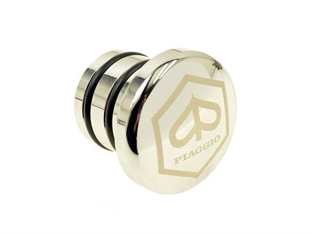 Tankdeckel "chrom" Piaggio Ciao rund (Piaggio Logo)