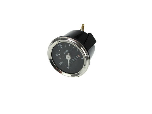 Tachometer 60 mm – 120 km/h – Schwarz/Chrom mit Beleuchtung
