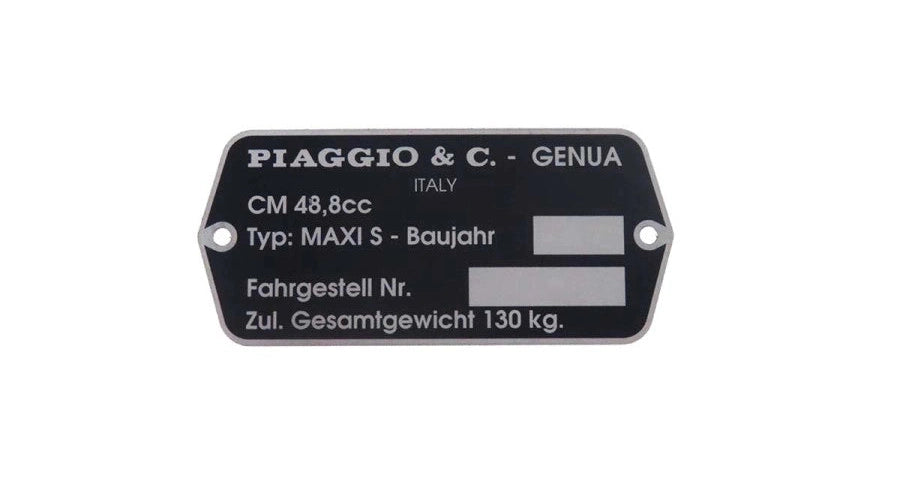 Typenschild Puch Maxi S Piaggio Metall