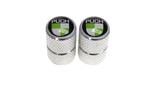 Ventilkappen Satz Puch Logo Grün / Weiß Aluminium
