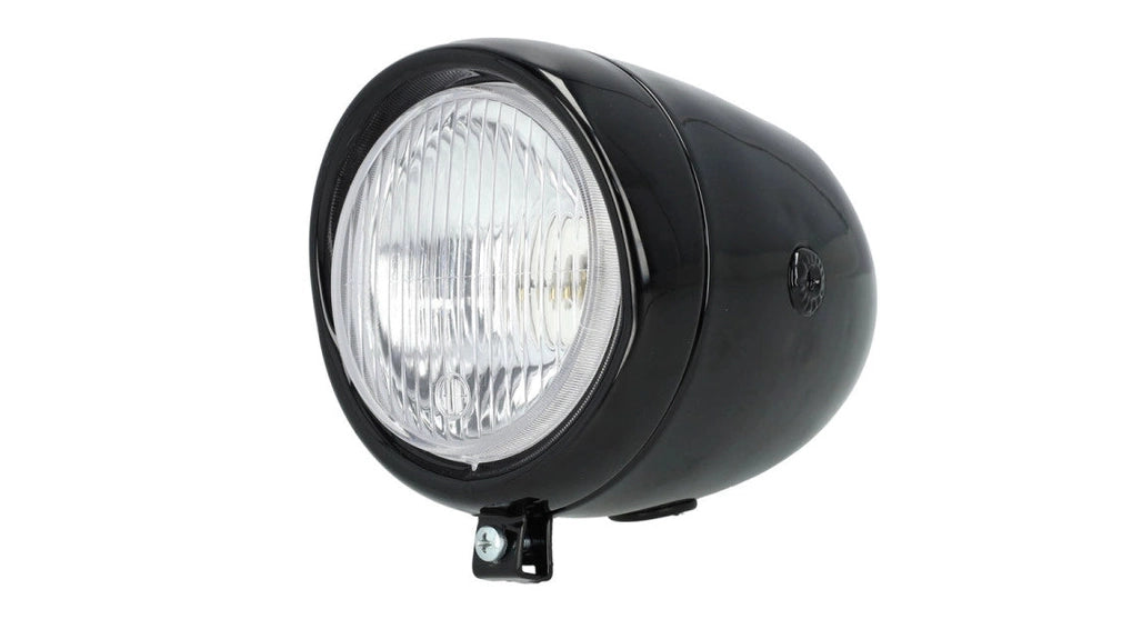Scheinwerfer Eierlampe 130mm GUIA Gross Modell Glanz Schwarz