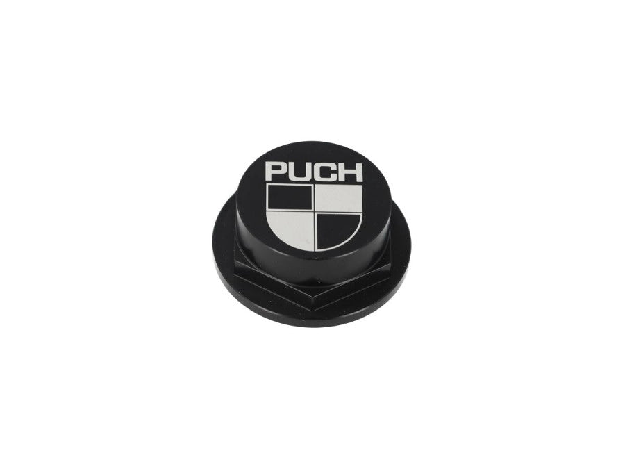Lenkkopfmutter 26mm Puch CLAW Aluminium Schwarz mit Logo