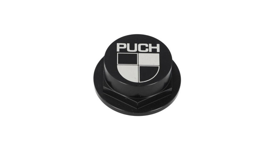 Lenkkopfmutter 26mm Puch CLAW Aluminium Schwarz mit Logo