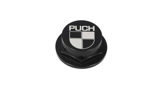 Lenkkopfmutter 26mm Puch CLAW Aluminium Schwarz mit Logo