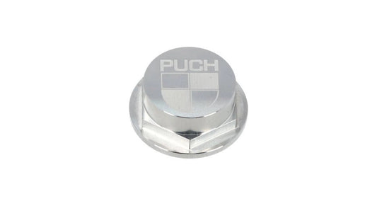 Lenkkopfmutter 26mm Puch CLAW Aluminium Silber mit Logo