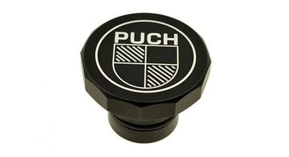 Tankdeckel Puch Maxi eckig Alu Schwarz, mit Puch Logo