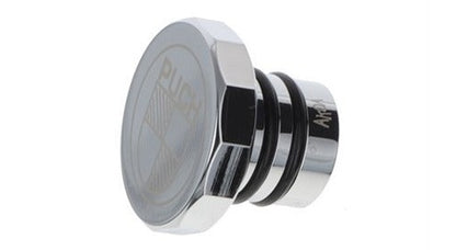 Tankdeckel Puch Maxi eckig Alu Chrom, mit Puch Logo