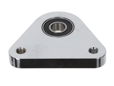 Dreieck-Lagerplatte, Lagerflansch aluminium gefräst, Piaggio Ciao/SI/Bravo, chrom eloxiert