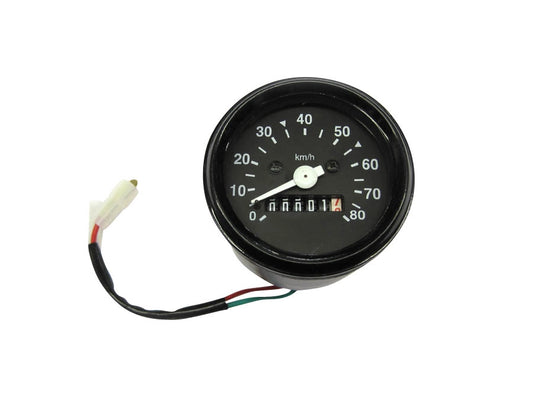 Tacho 60 mm – 80 km/h – Schwarz mit Beleuchtung