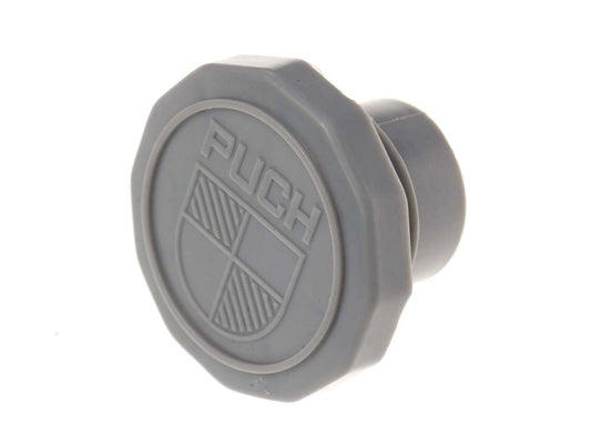 Tankdeckel 30 mm – Puch Maxi – Grau mit Logo | A-Qualität