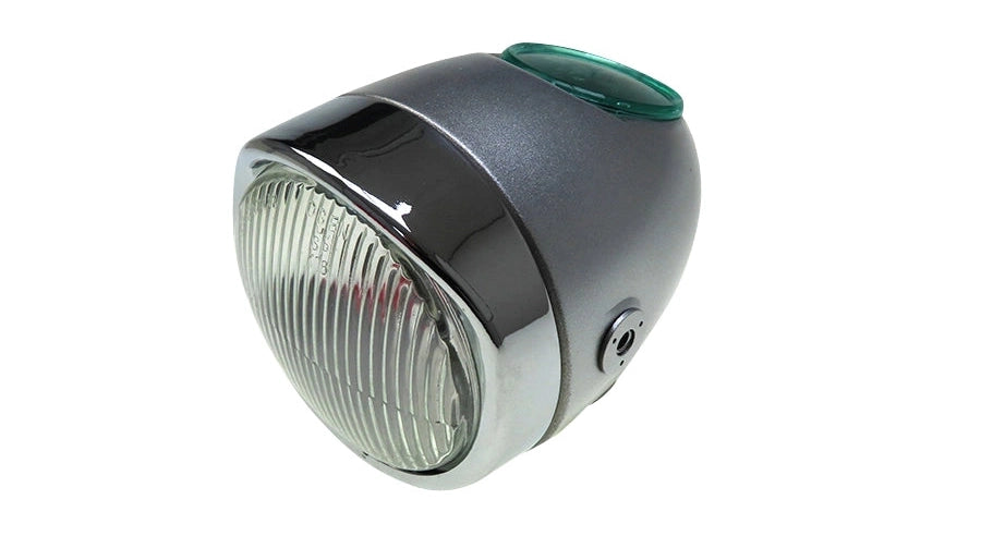 Scheinwerfer Eierlampe 102mm Komplett Silbergrau Nachbau