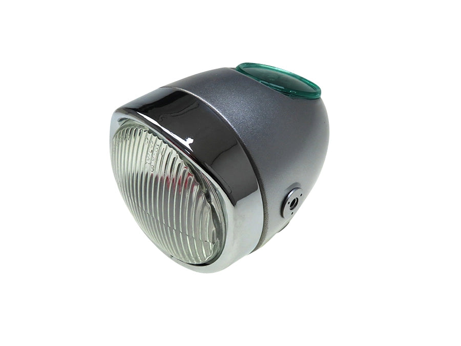 Scheinwerfer Eierlampe 102mm Komplett Silbergrau Nachbau