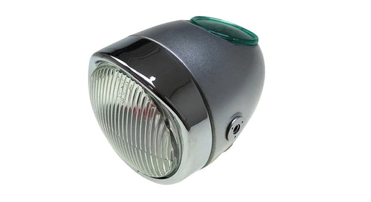Scheinwerfer Eierlampe 102mm Komplett Silbergrau Nachbau