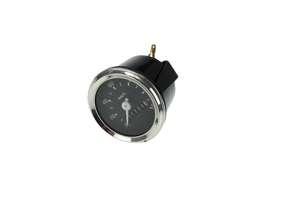 Tachometer 60 mm – 120 km/h – Schwarz/Chrom mit Beleuchtung
