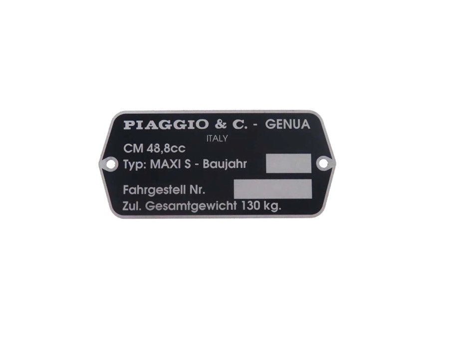 Typenschild Puch Maxi S Piaggio Metall
