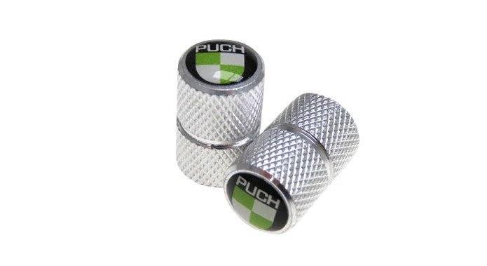Ventilkappen Satz Puch Logo Grün / Weiß Aluminium