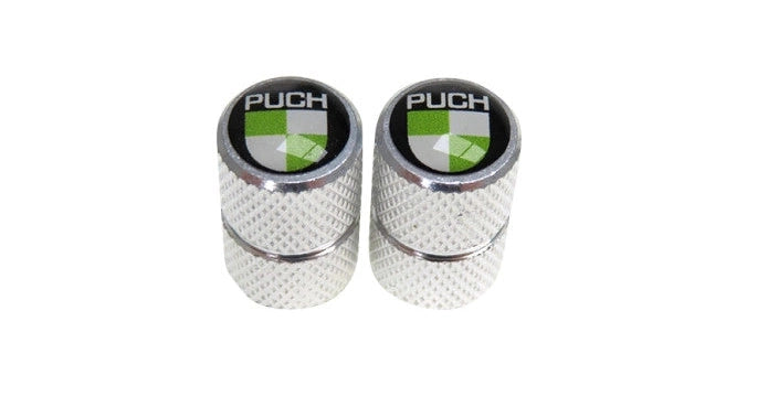 Ventilkappen Satz Puch Logo Grün / Weiß Aluminium